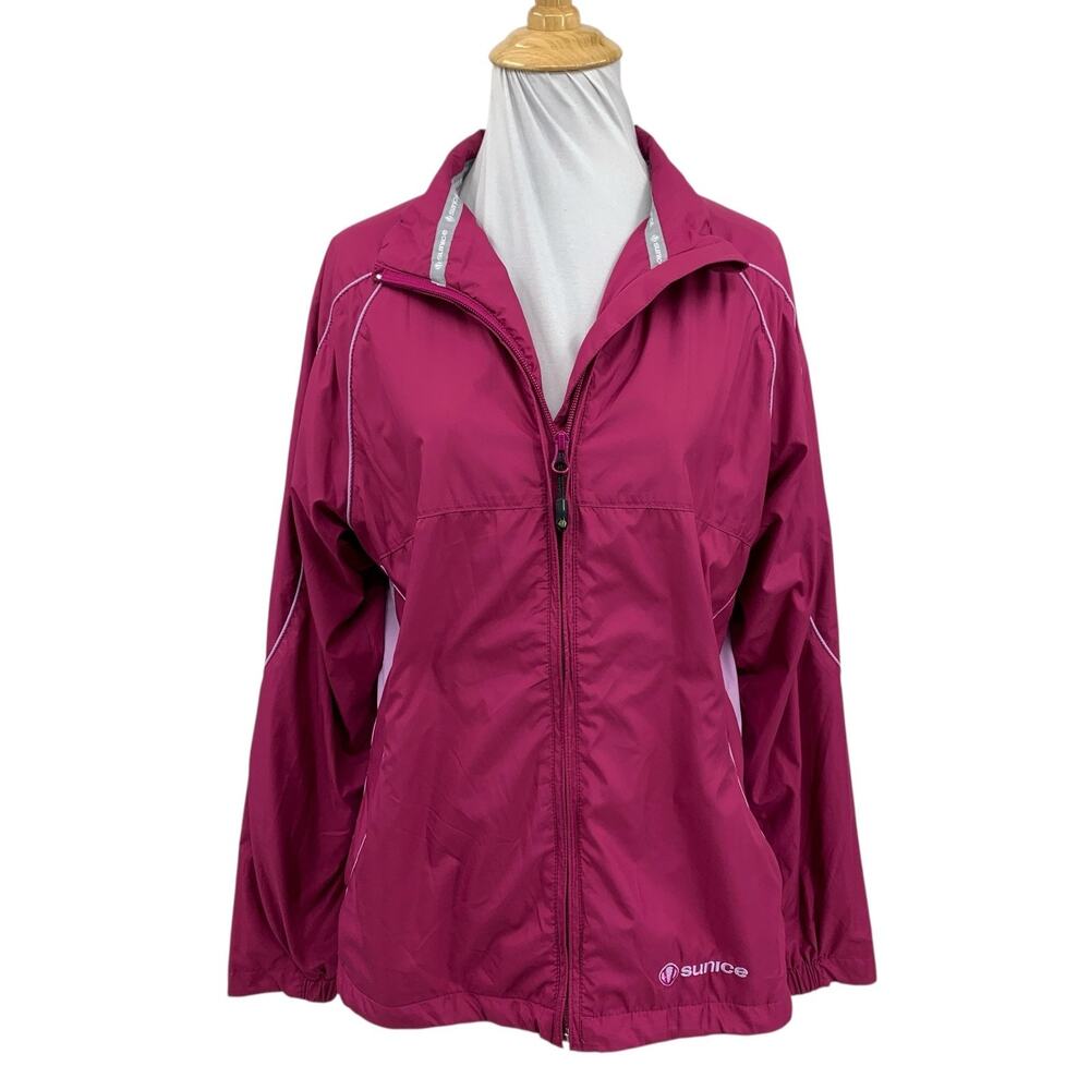 Sunice Jacket Women M Medium Cerise Lilac Weather Zip Up Mock Windbreaker Active